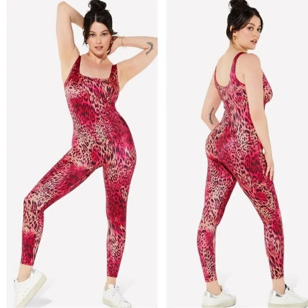 Yitty Jumpsuit  Womens Sz XS Headliner Shaping Catsuit Pink Leopard  NWT